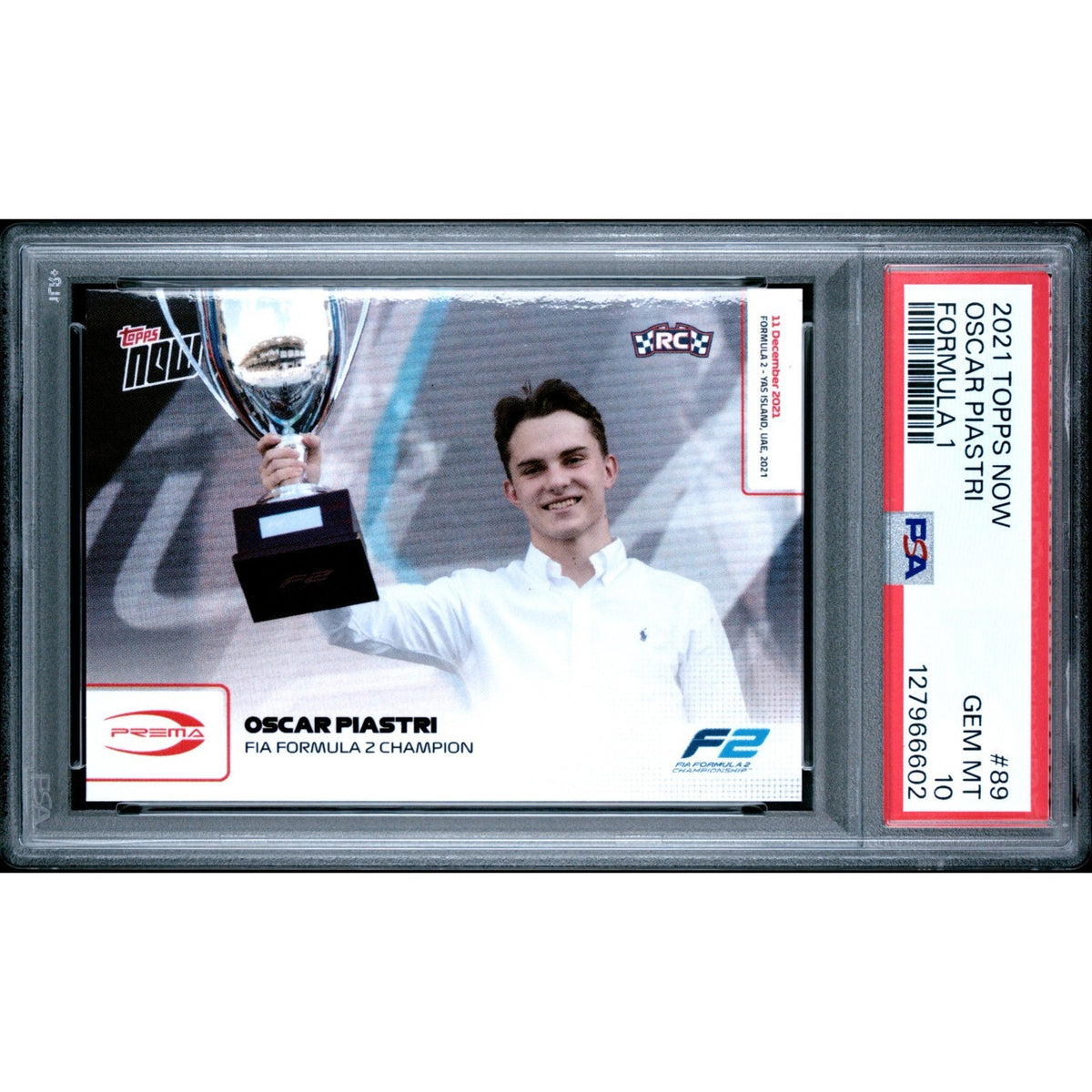 2021 Topps Now Formula 1 #89 Oscar Piastri F2 Champion PSA 10 RC