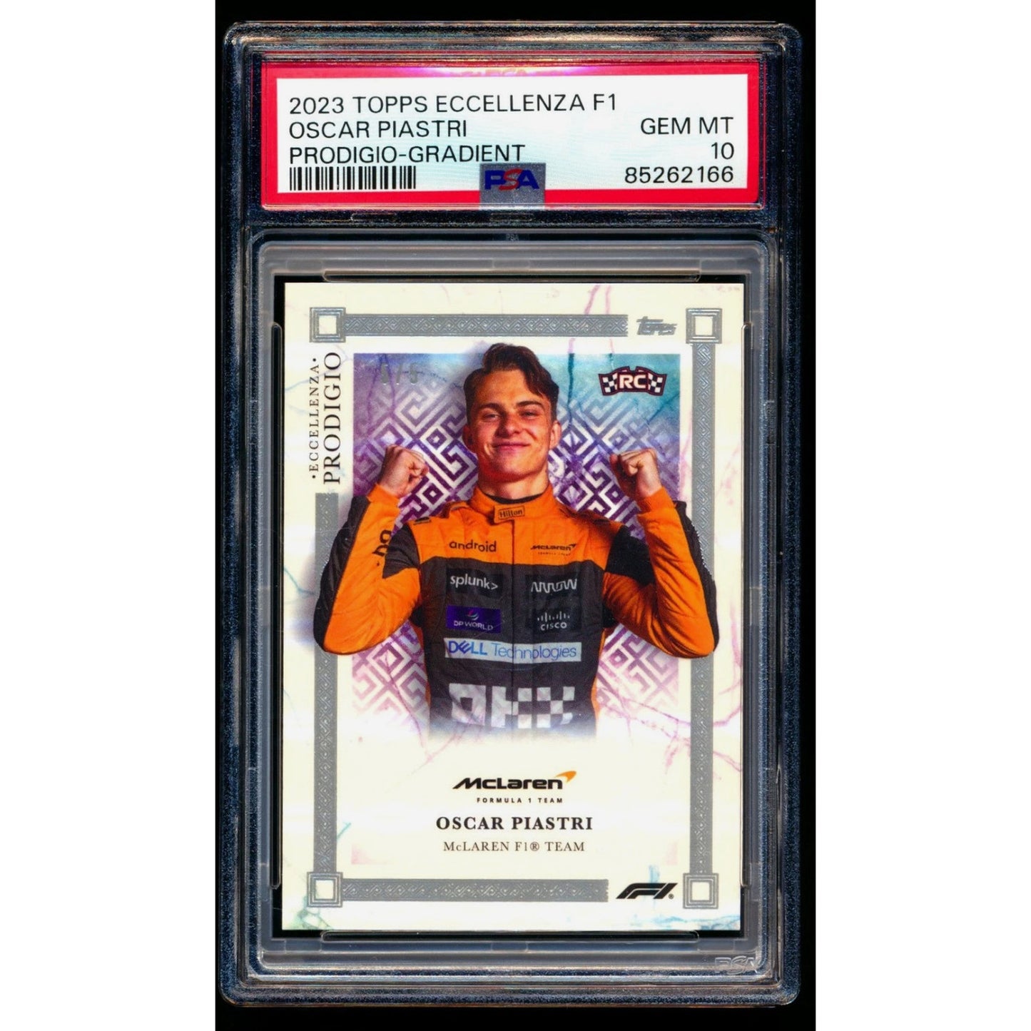2023 Topps Eccellenza F1 Prodigio Oscar Piastri RC Gradient #5/5 PSA 10 Gem Mint