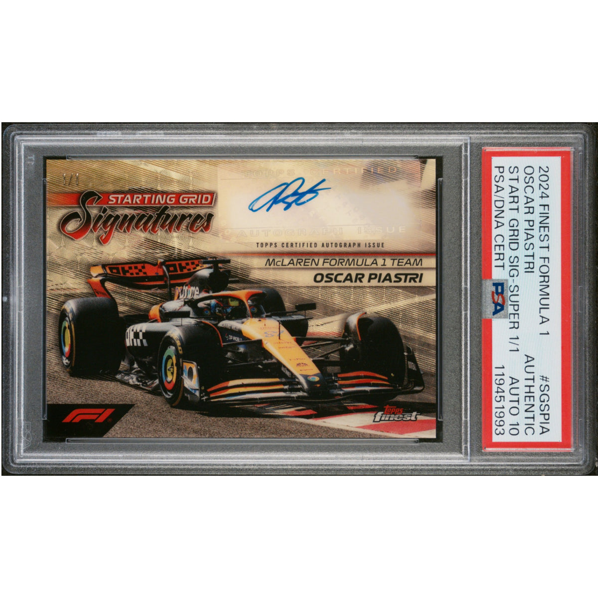 2024 Topps Finest F1 OSCAR PIASTRI 1/1 Superfractor Start Grid Signatures SGSPIA