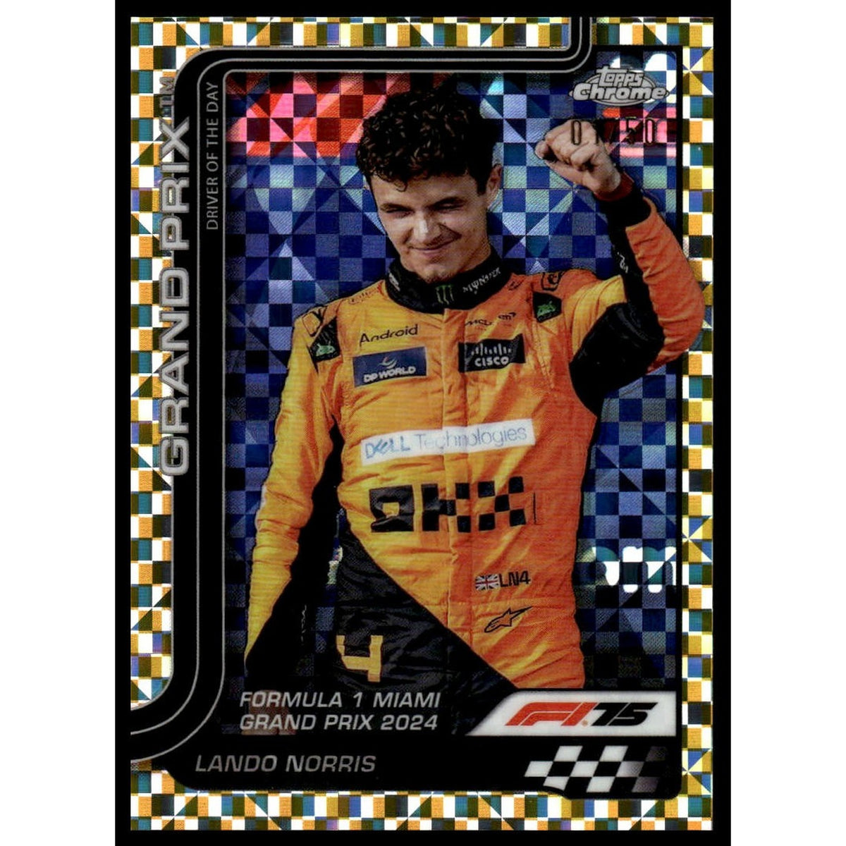 2025 Topps Chrome F1 #127 Lando Norris Gold Checker Driver number 1/50