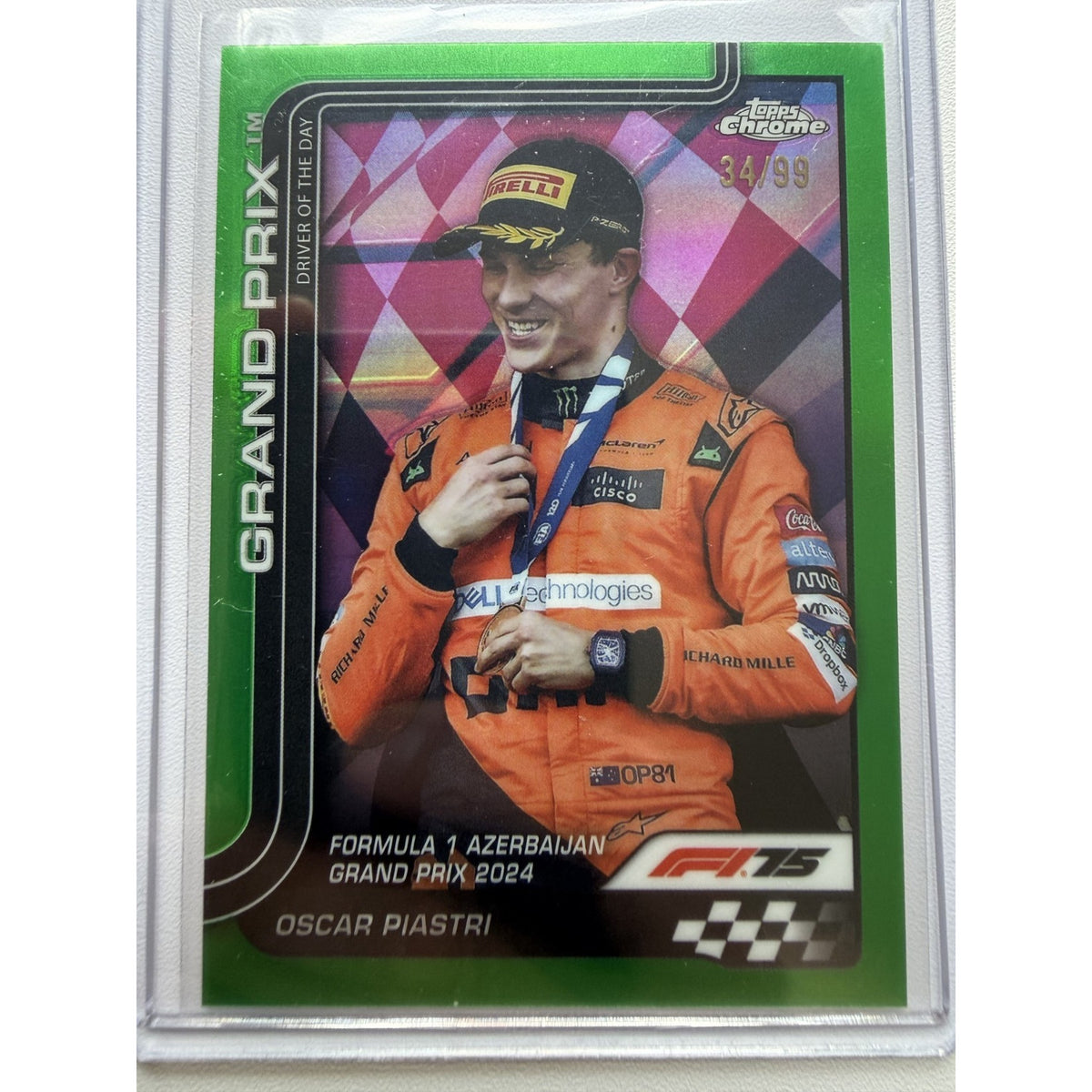 2025 Topps Chrome F1 #138 Oscar Piastri Green 34/99