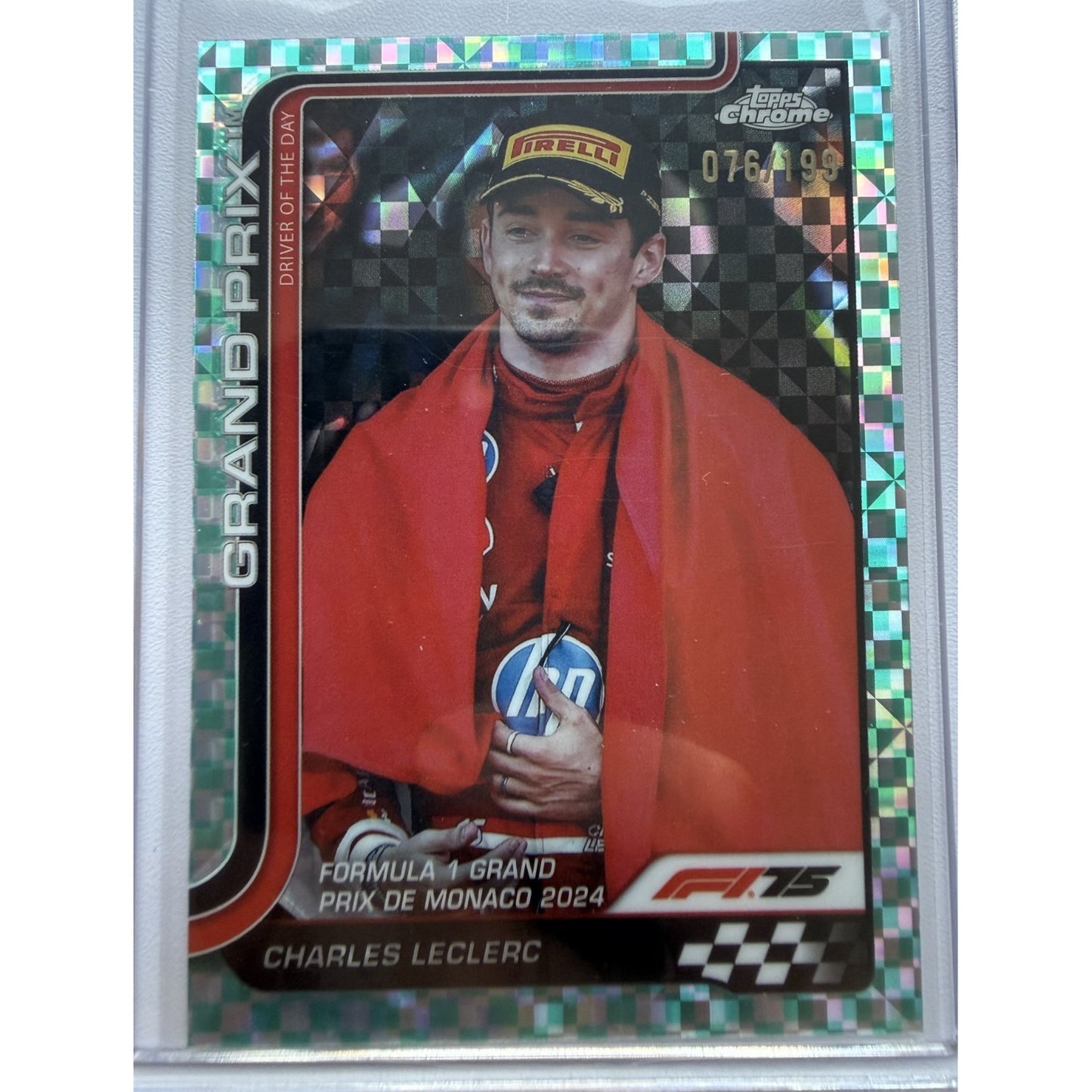 2025 Topps Chrome F1 Charles Leclerc 76/199 Aqua Checker Flag DotD #129