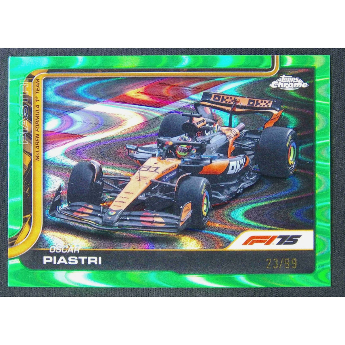 2025 Topps Chrome F1 Oscar Piastri Green Raywave Refractor 23/99 #78