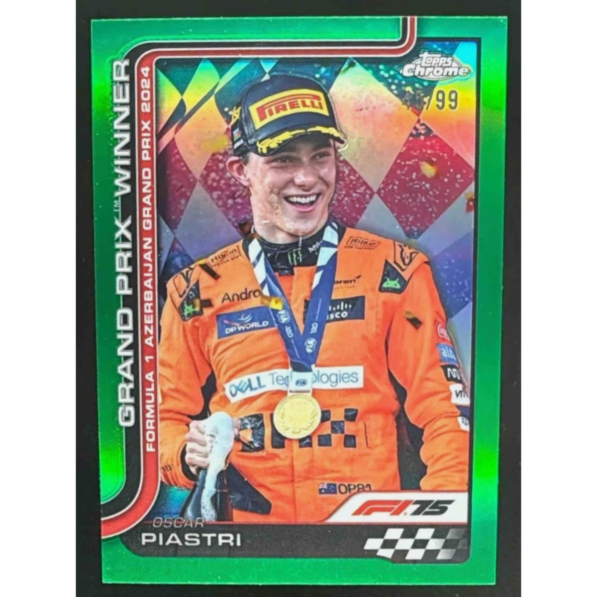 2025 Topps Racing Chrome Formula 1 Oscar Piastri Green Refractor 45/99 #109