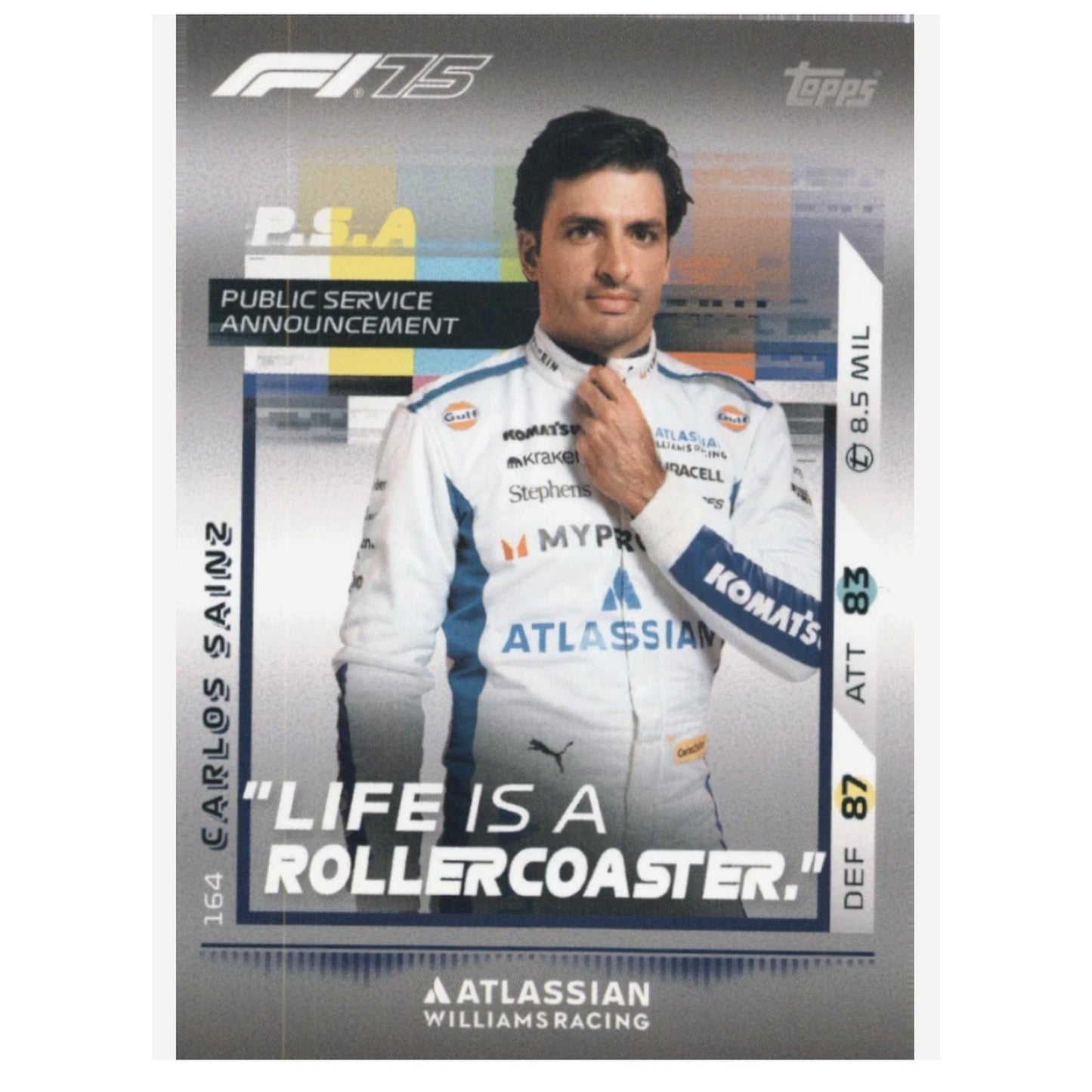 Carlos Sainz #164 Public Service Announcement 2025 Topps Turbo Attax F1