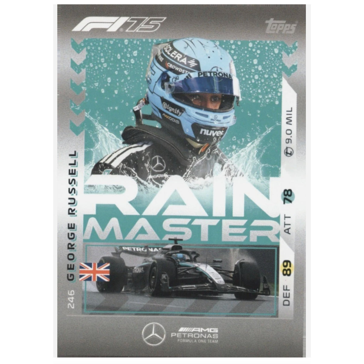 George Russell #246 Topps F1 Turbo Attax RAIN MASTER 2025