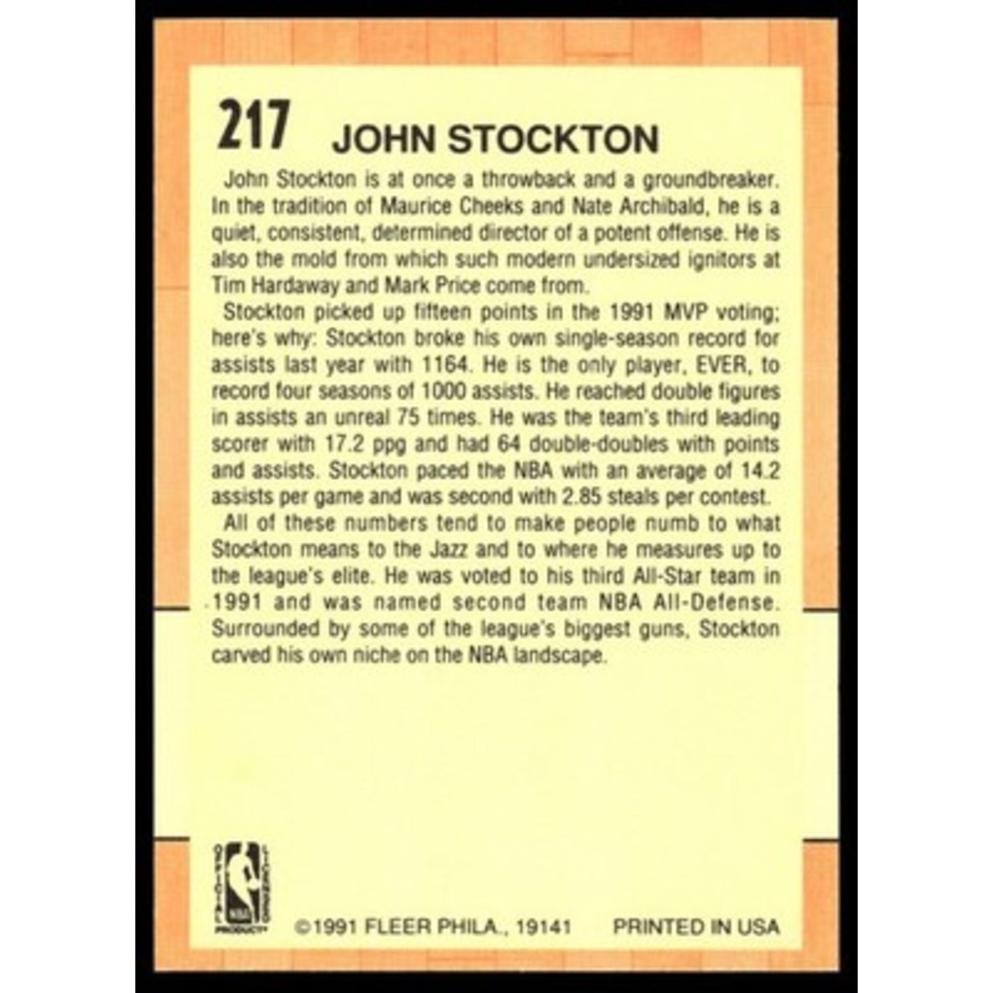 1991-92 Fleer #217 John Stockton
