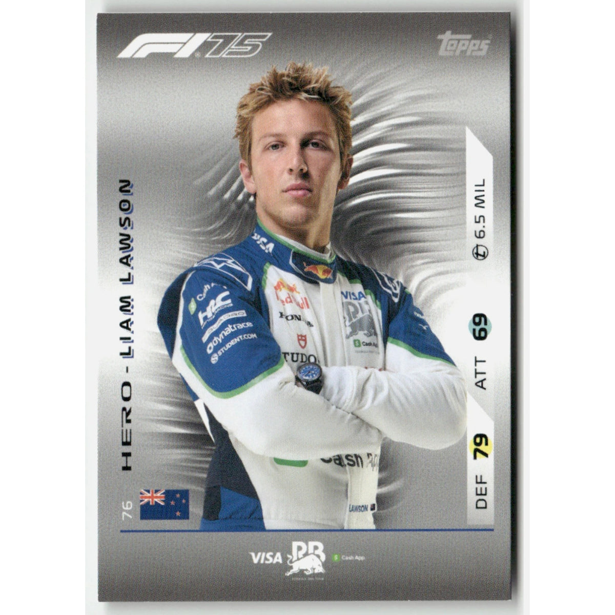 Topps F1 Turbo Attax 2025 Formula 1 No. 76 Liam Lawson Hero