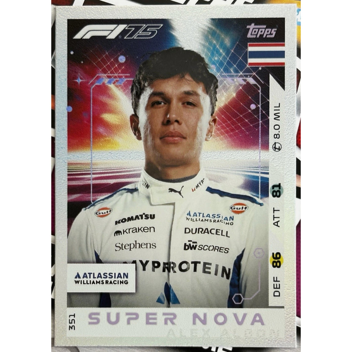 Topps F1 Turbo Attax 2025 - Super Nova ALEX ALBON #351 Williams Rainbow Foil