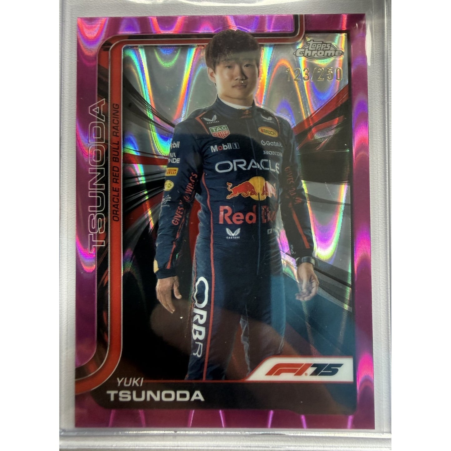 YUKI TSUNODA #2 2025 TOPPS CHROME F1 PINK RAYWAVE 123/250