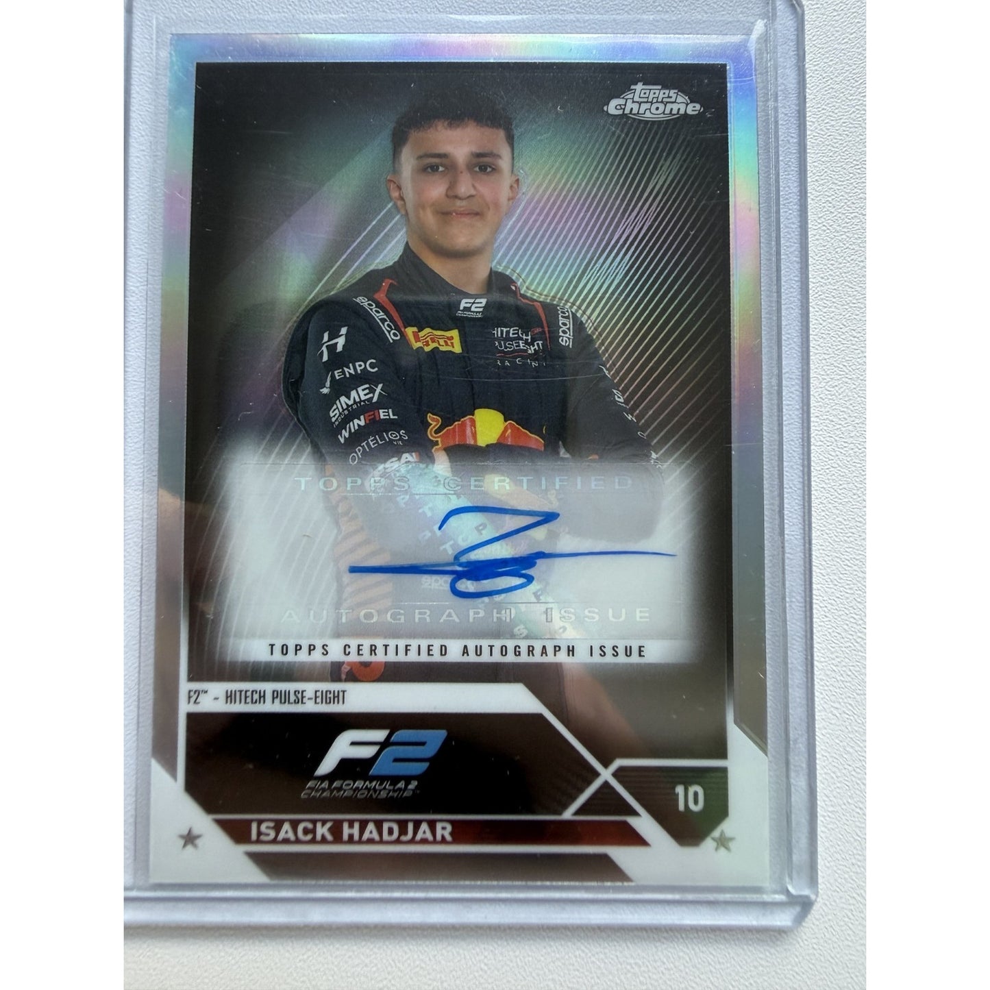 2023 TOPPS CHROME F1 ISACK HADJAR RC REFRACTOR AUTO AUTOGRAPH ROOKIE CARD!