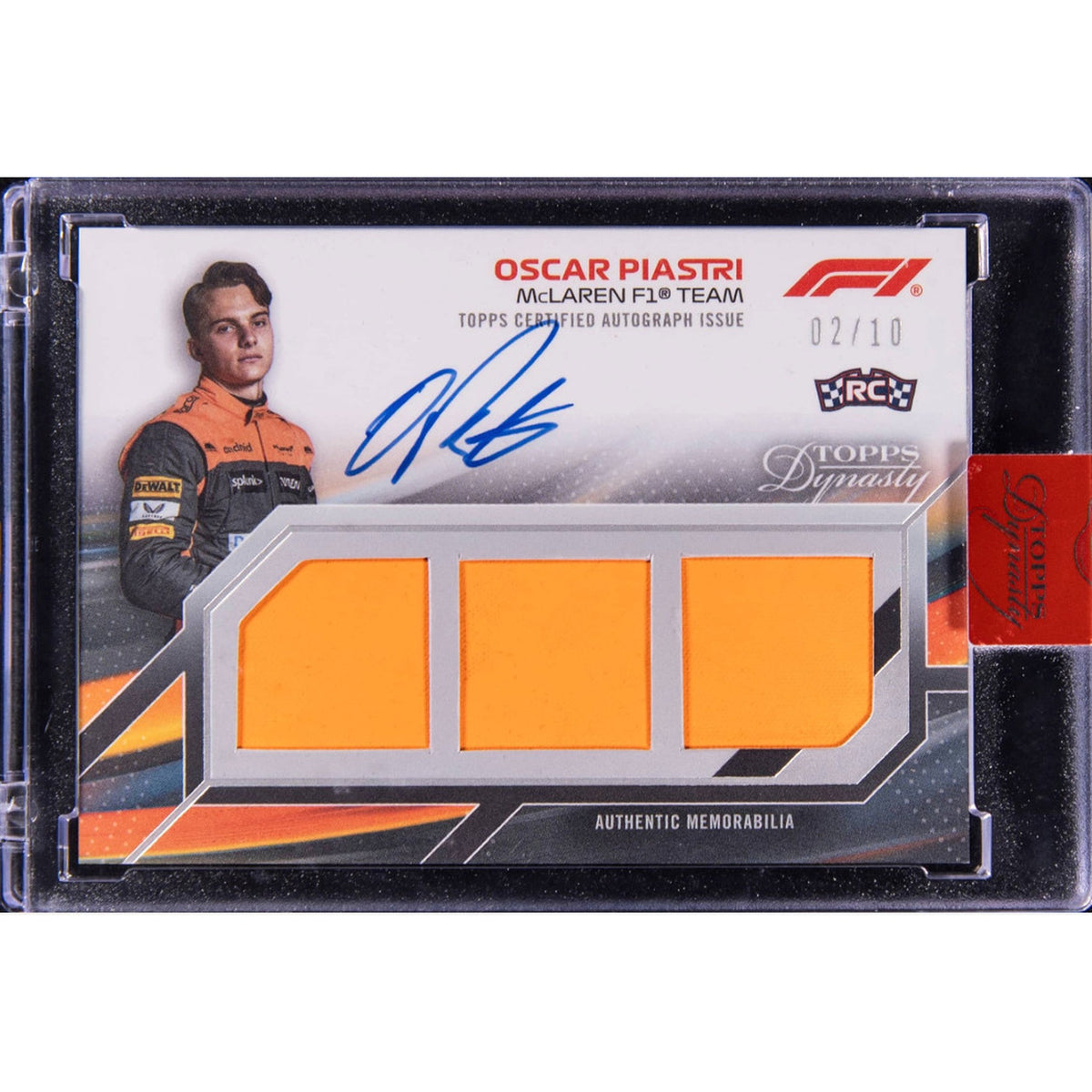 2023 Topps Dynasty F1 OSCAR PIASTRI 2/10 Autograph Triple Relic RC #SDTRA-OPII