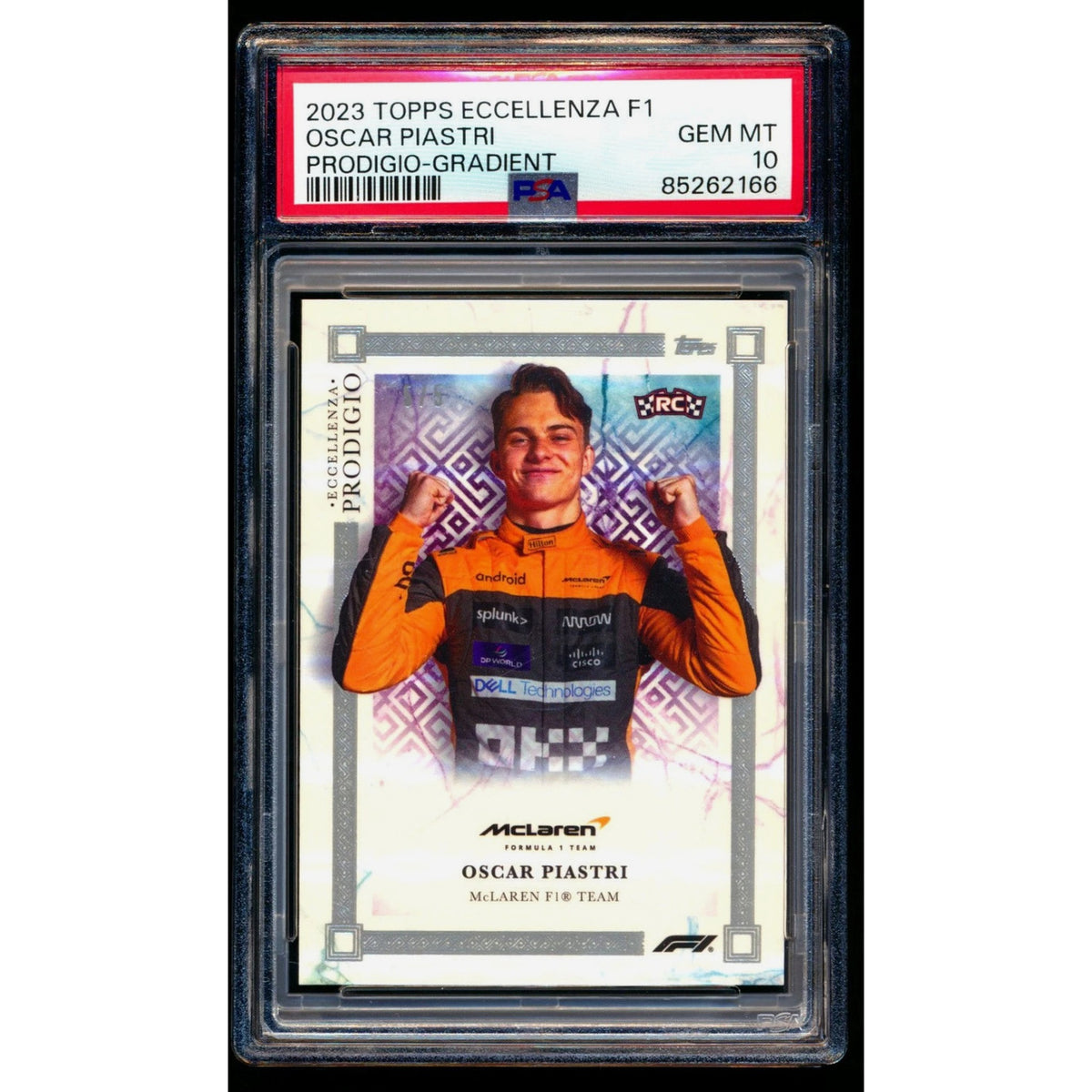 2023 Topps Eccellenza F1 Prodigio Oscar Piastri RC Gradient #5/5 PSA 10 Gem Mint