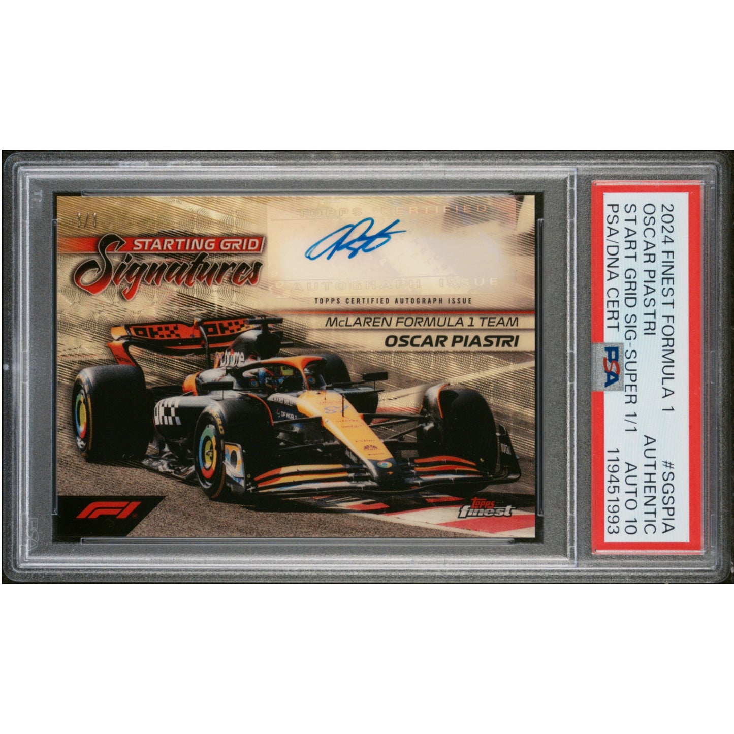 2024 Topps Finest F1 OSCAR PIASTRI 1/1 Superfractor Start Grid Signatures SGSPIA