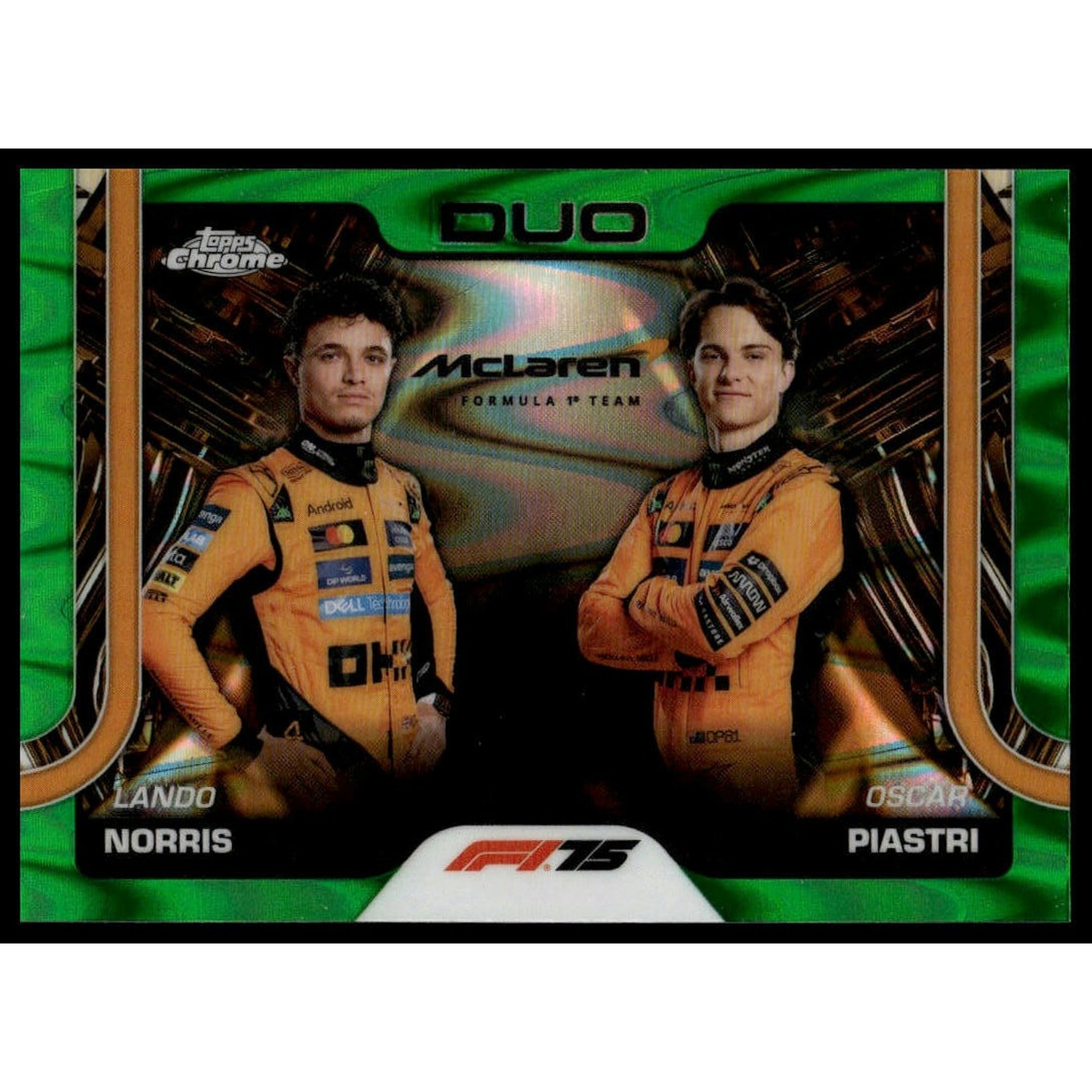 2025 Topps Chrome F1 #166 Lando Norris-Oscar Piastri Green RayWave 29/99