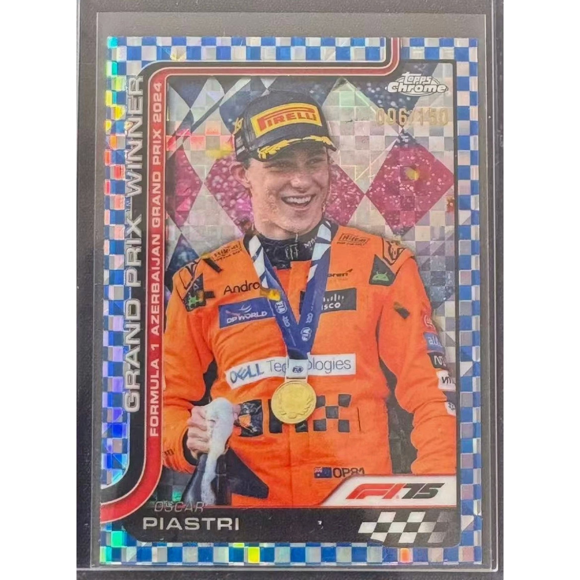 2025 TOPPS CHROME F1 75TH BLUE CHECKER FLAG REFRACTOR /150 OSCAR PIASTRI