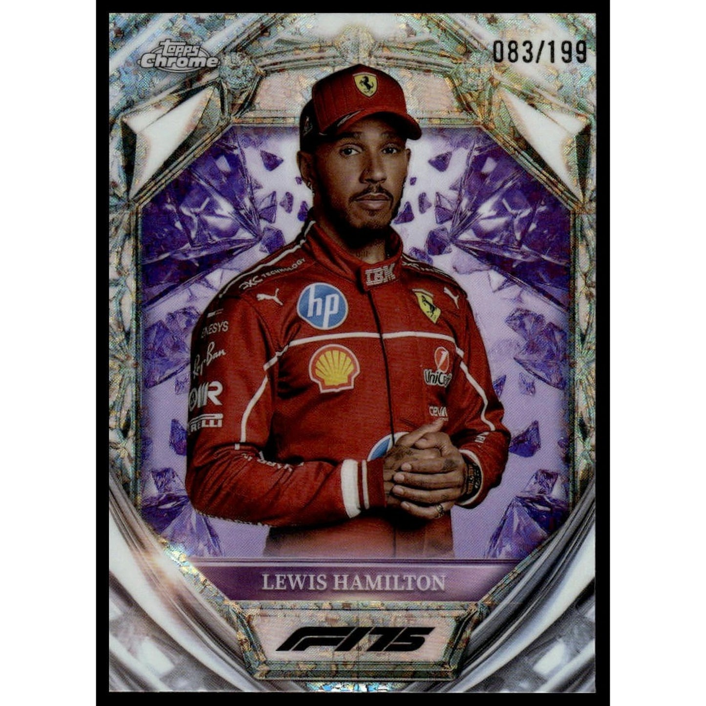 2025 Topps Chrome F1 #D75-4 Lewis Hamilton Purple Mini-Diamond 83/199