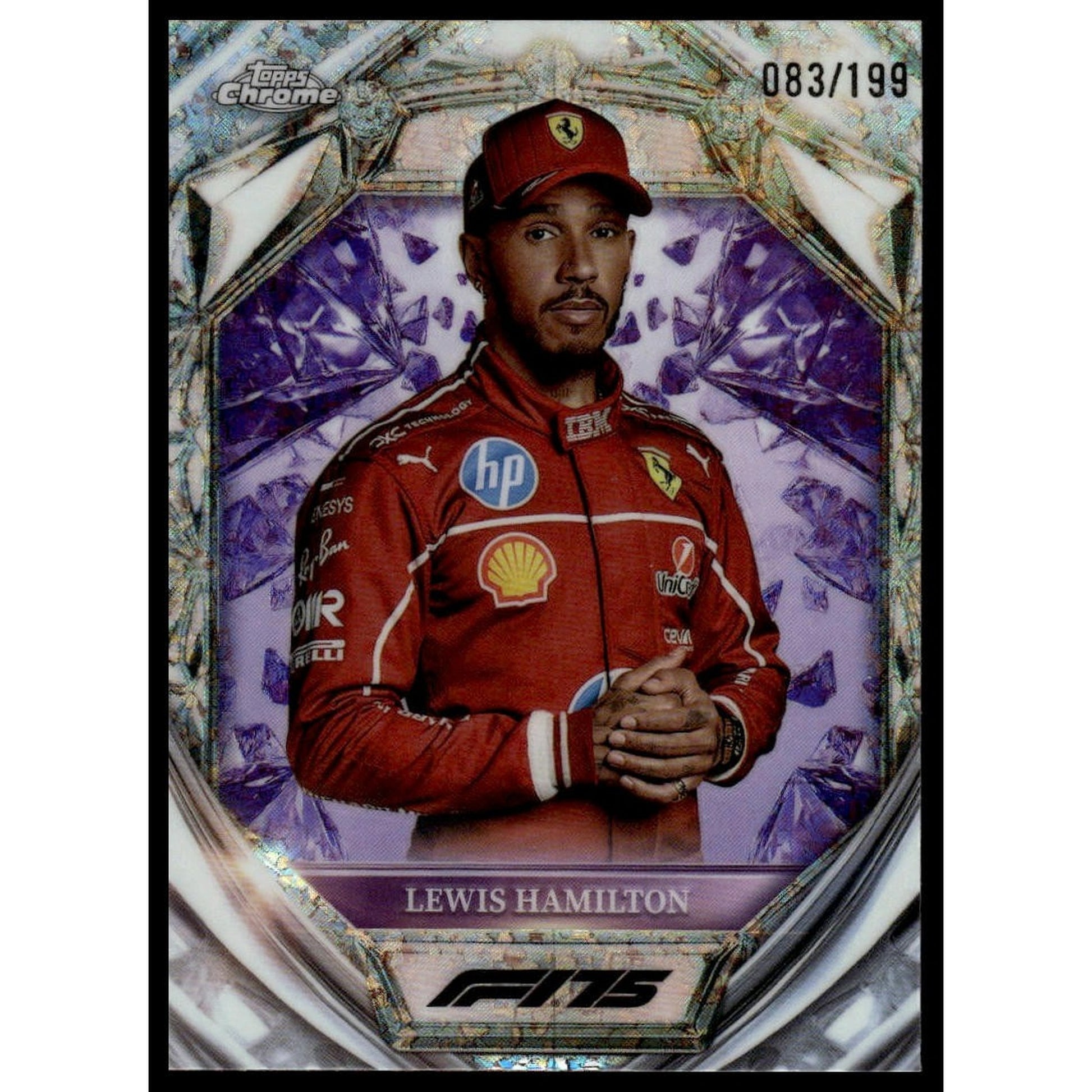 2025 Topps Chrome F1 #D75-4 Lewis Hamilton Purple Mini-Diamond 83/199
