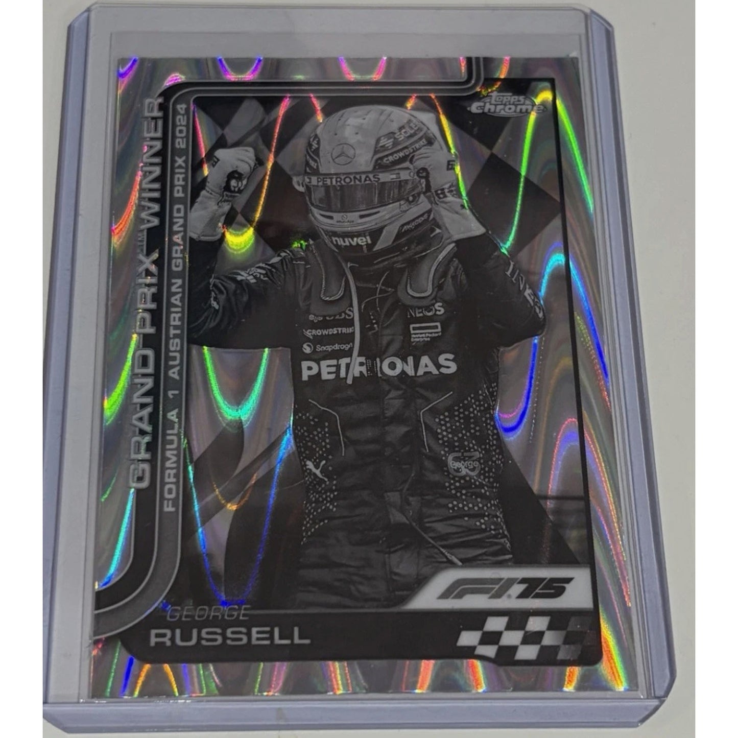2025 Topps Chrome F1 George Russell Grand Prix Winner B&W Raywave #103
