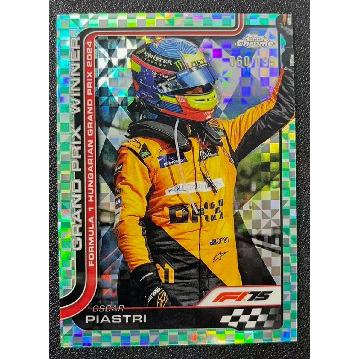 2025 Topps Chrome F1 Oscar Piastri Aqua Checker Flag 60/199 #105
