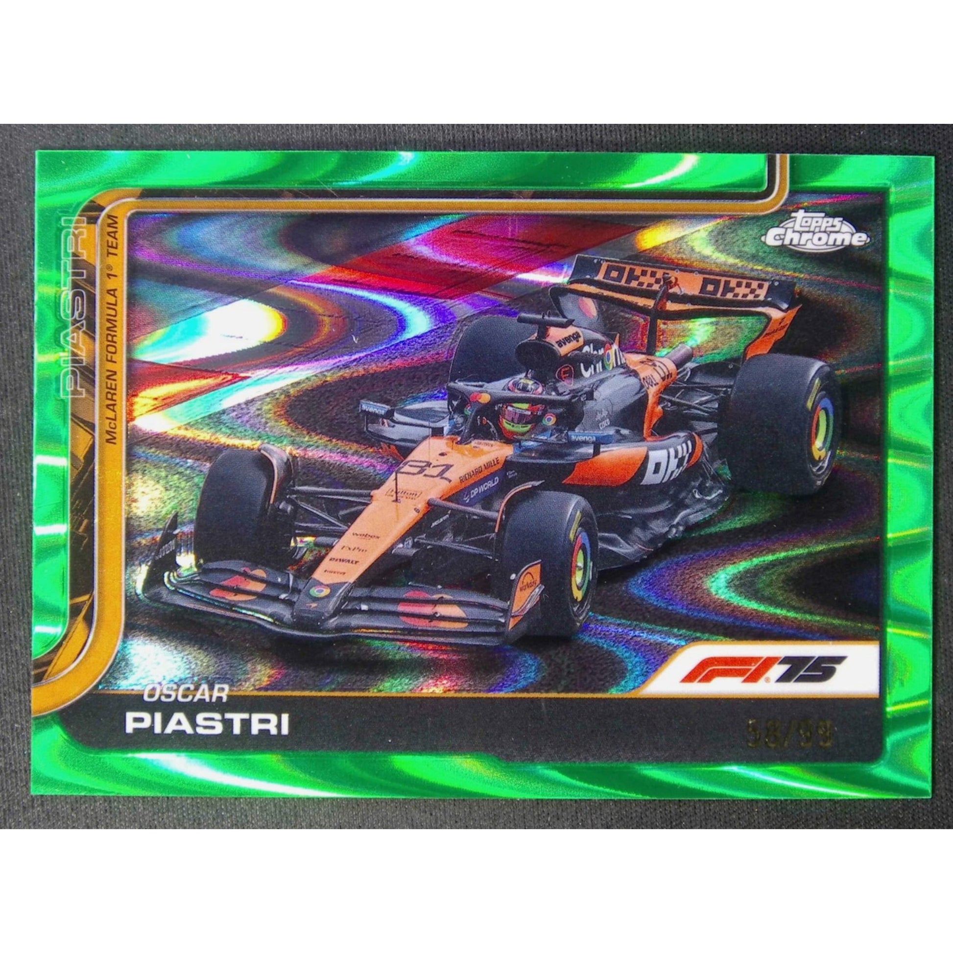 2025 Topps Chrome F1 Oscar Piastri Green Raywave Refractor 58/99 #78