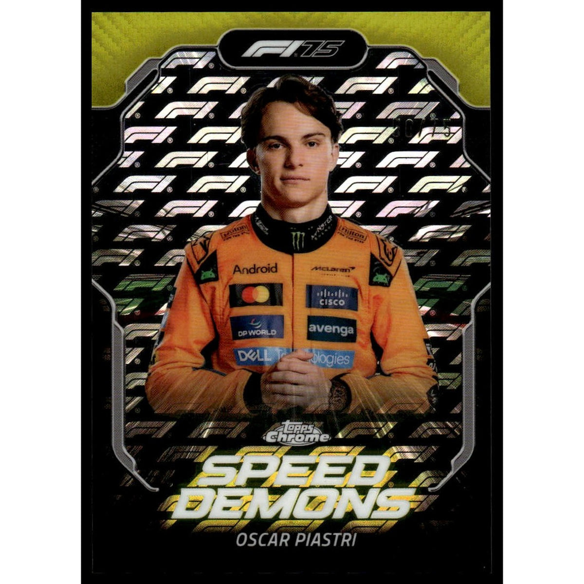 2025 Topps Chrome F1 #SD-4 Oscar Piastri Speed Demons Yellow Logofractor 50/75