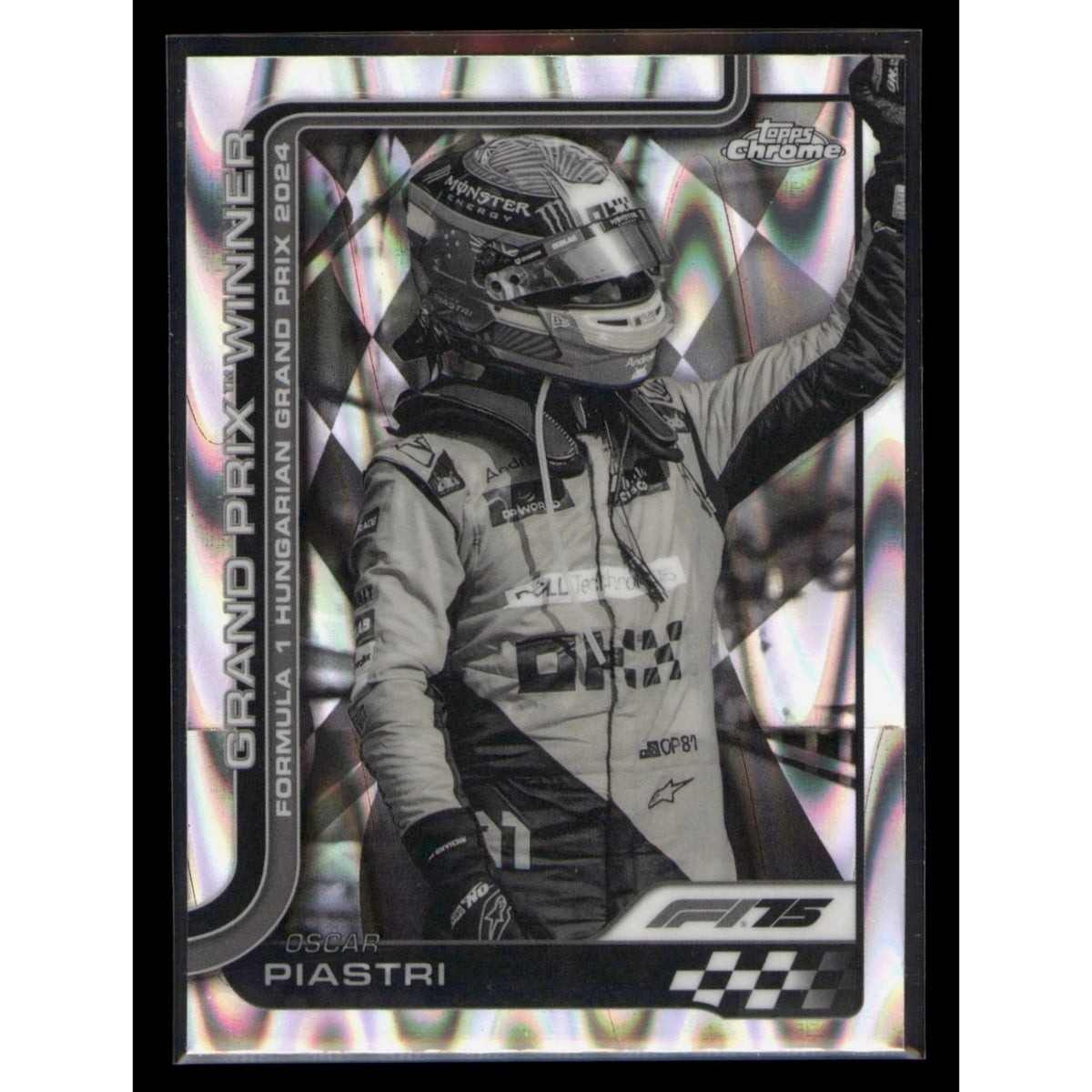 2025 Topps Chrome Formula 1 #105 Oscar Piastri Black White RayWave