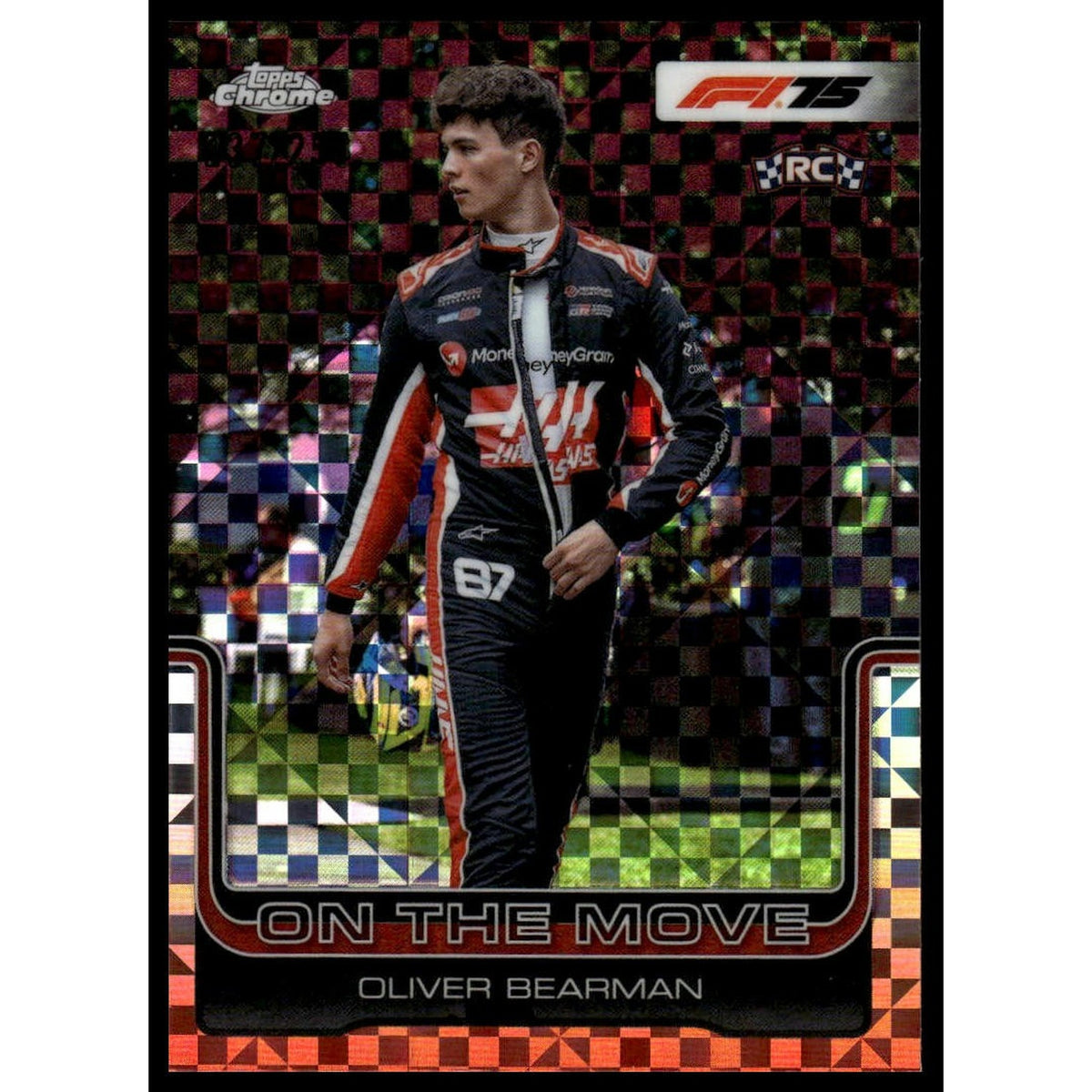 2025 Topps Chrome Formula 1 #186 Oliver Bearman Checker Flag Refractor 237/250