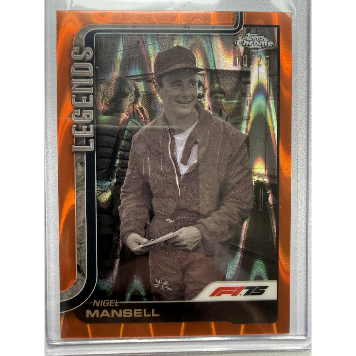 2025 Topps Chrome Formula 1 F1 #160 Nigel Mansell Orange Raywave 10/25