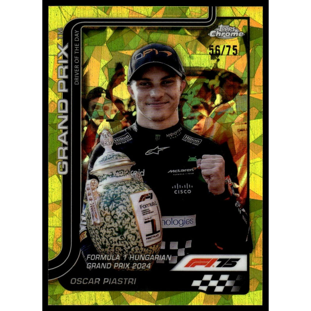 2025 Topps Chrome Sapphire Edition F1 #134 Oscar Piastri Yellow Sapphire 56/75