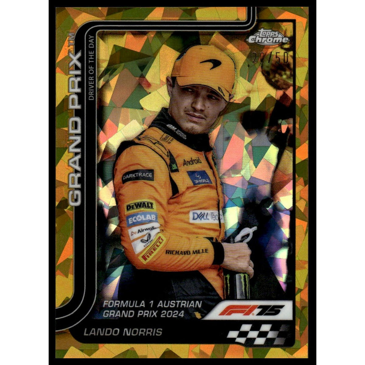 2025 Topps Chrome Sapphire Edition Formula 1 #132 Lando Norris Gold 20/50