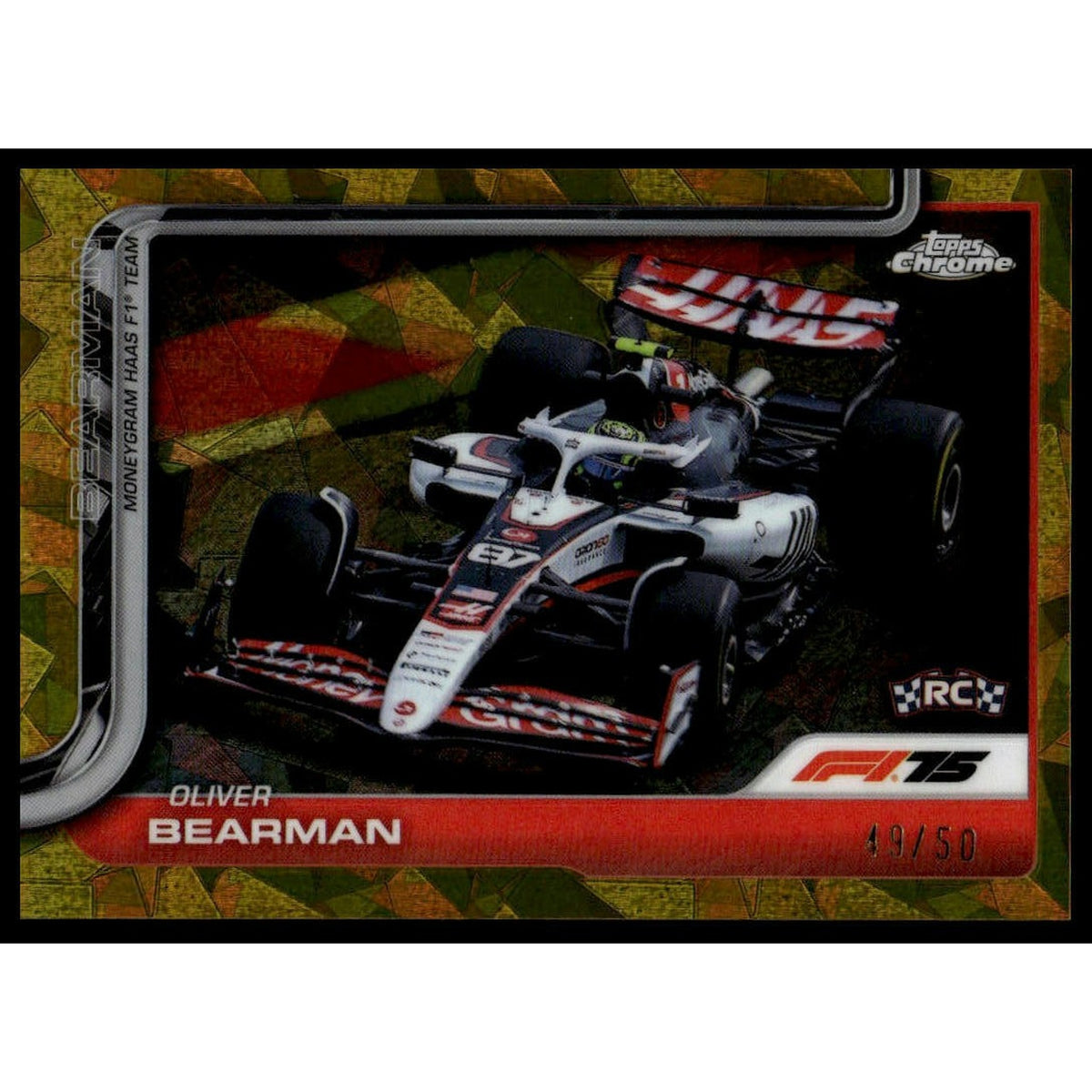 2025 Topps Chrome Sapphire Formula 1 #86 Oliver Bearman RC Gold Sapphire 49/50
