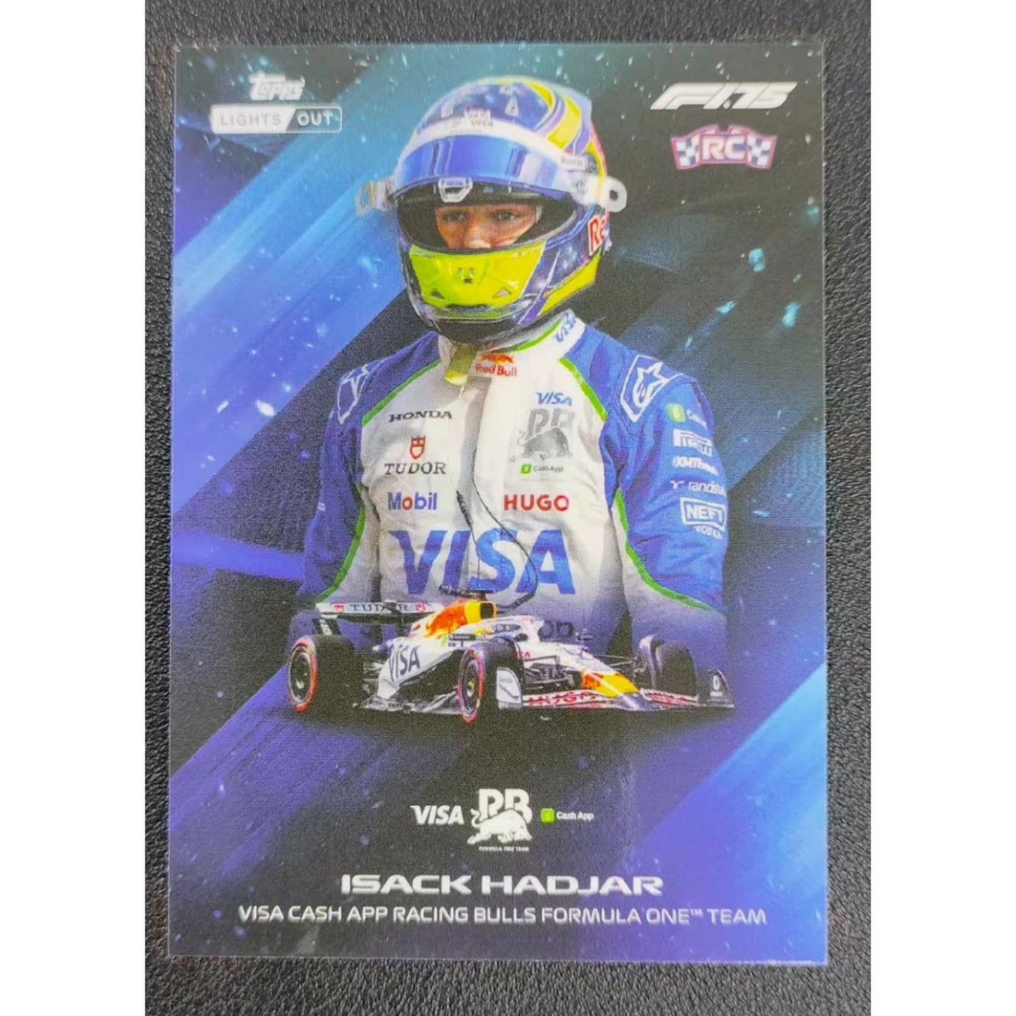 2025 Topps F1 Lights Out Isack Hadjar Rookie Card Drivers card helmet - portrait