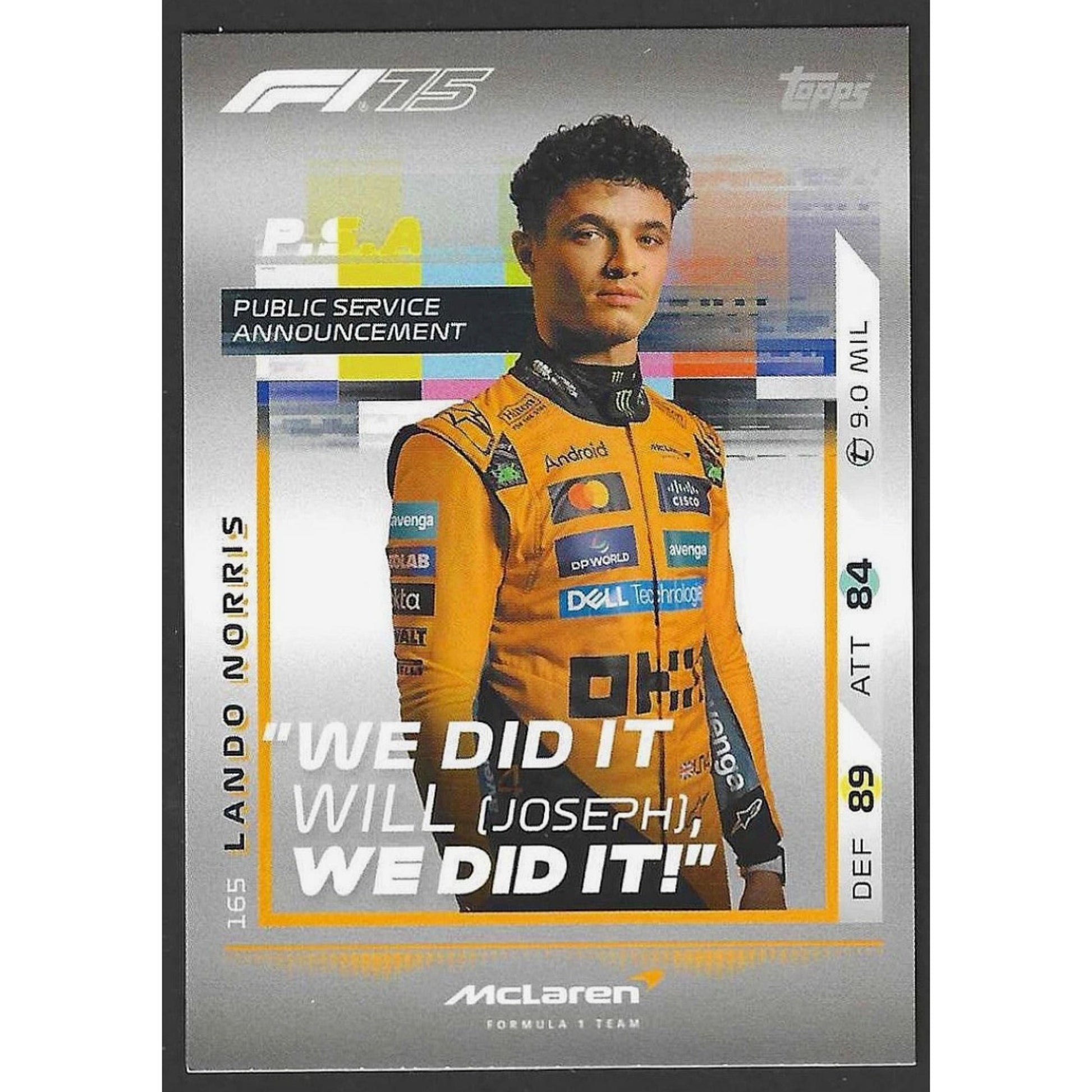 2025 Topps Turbo Attax #165 Lando Norris PSA We Did It!