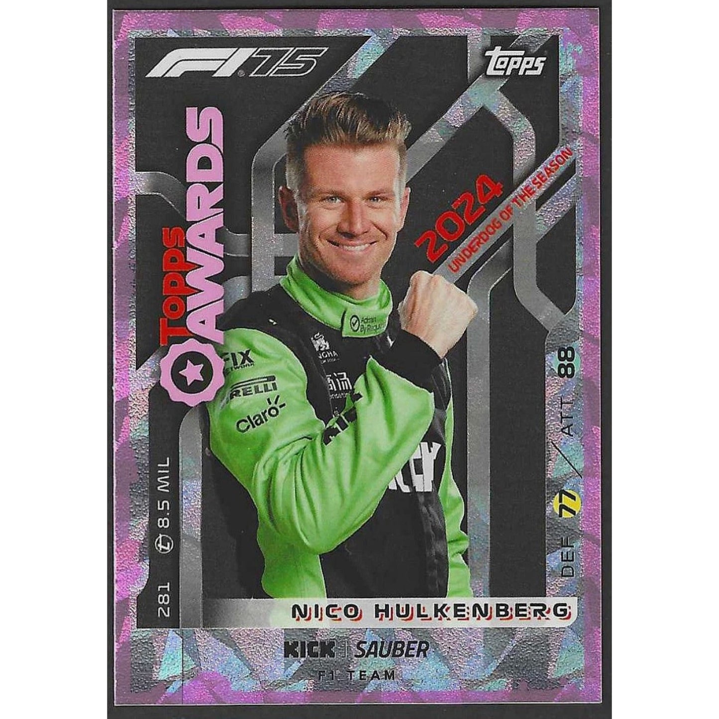 2025 Topps Turbo Attax #281 Nico Hulkenberg Topps Awards Pink