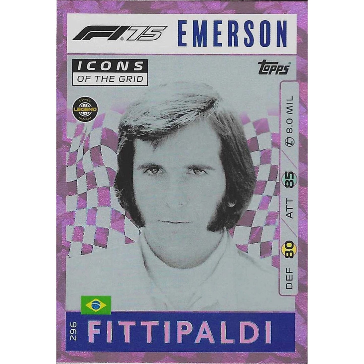 2025 Topps Turbo Attax #296 Emerson Fittipaldi Icons of the Grid Pink RARE
