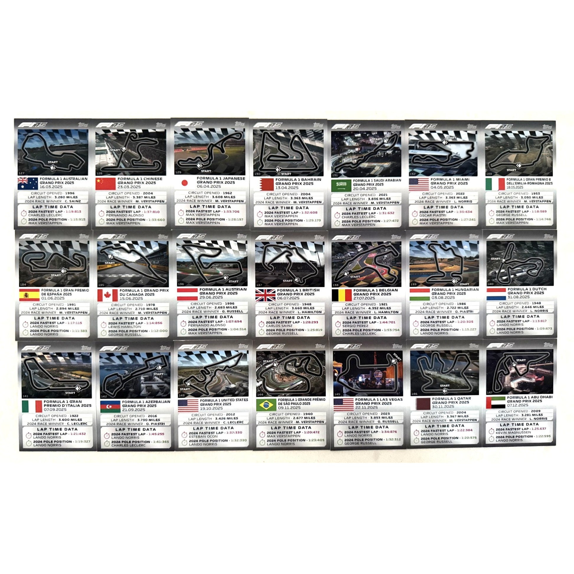 ALL 21 Card Track Set 2025 Topps Turbo Attax Formula 1 F1 Complete - 21 Cards!!!
