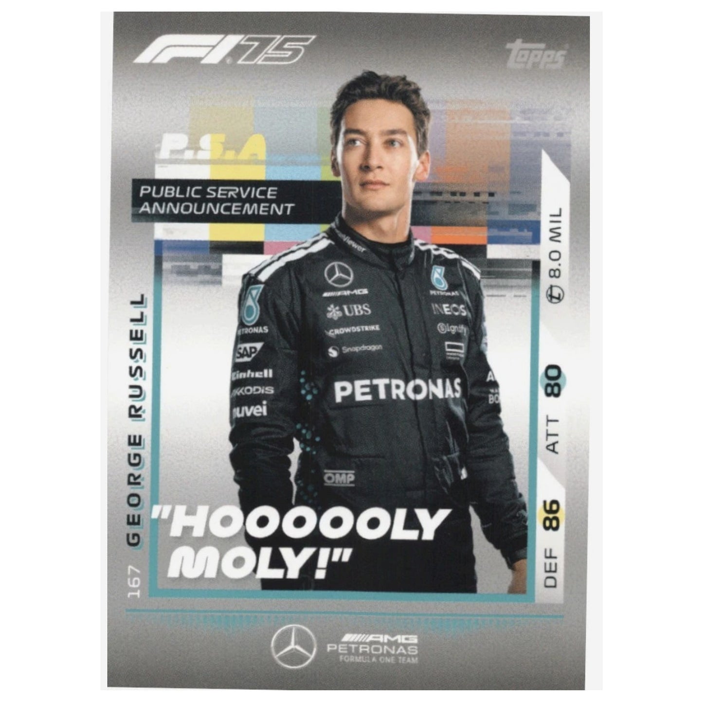George Russell #167 F1 75 Topps Turbo Attax 2025 Public Service Announcement