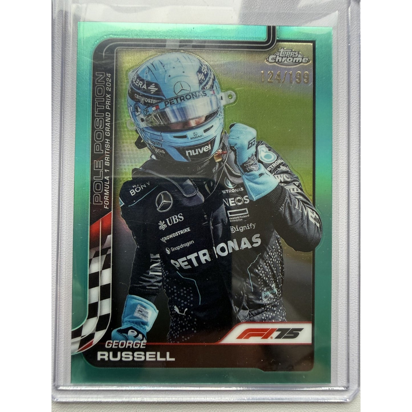 George Russell 2025 Topps Chrome F1 #119 Aqua Refractor 124/199