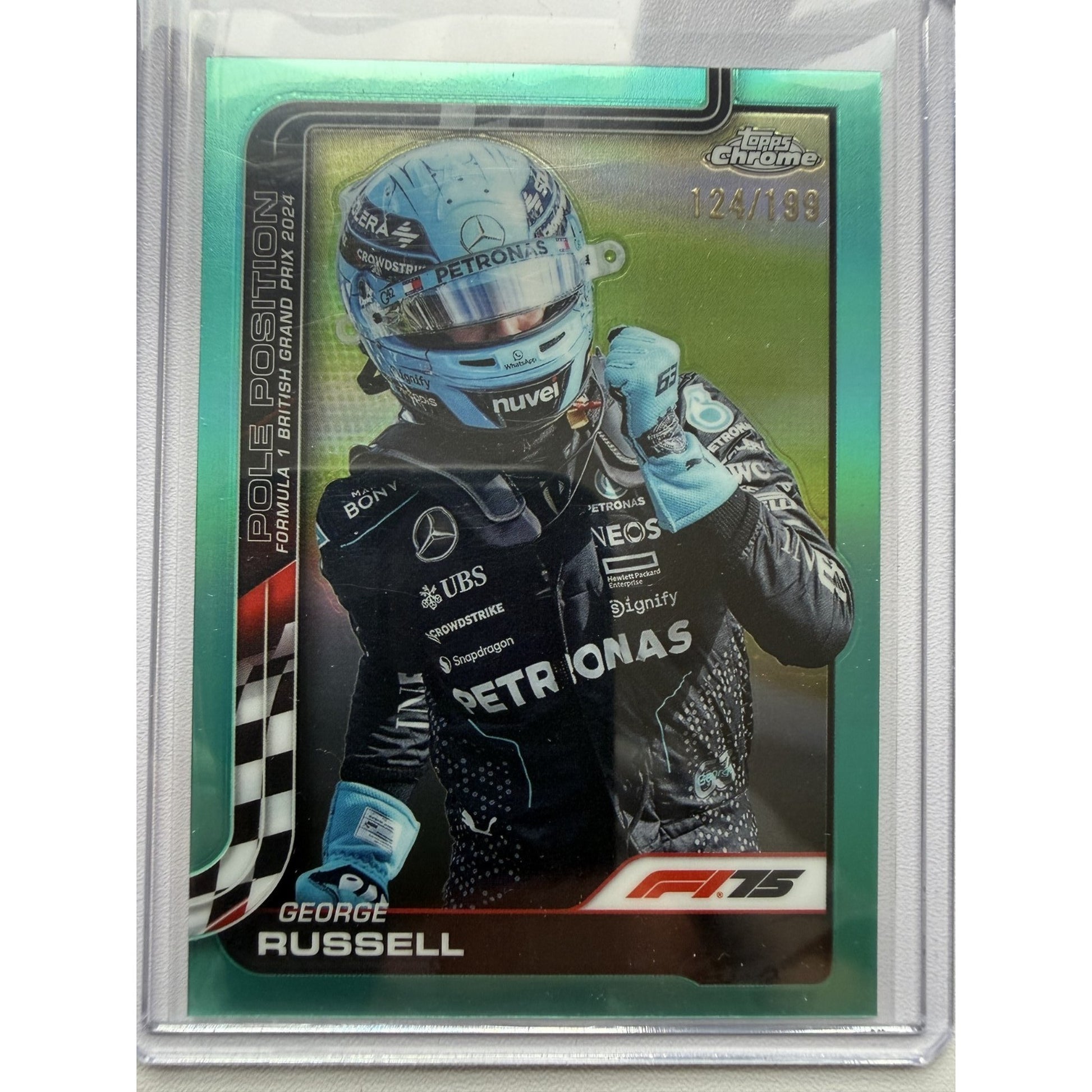 George Russell 2025 Topps Chrome F1 #119 Aqua Refractor 124/199
