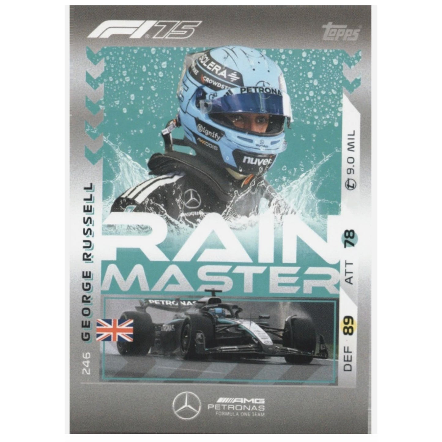 George Russell #246 Topps F1 Turbo Attax RAIN MASTER 2025