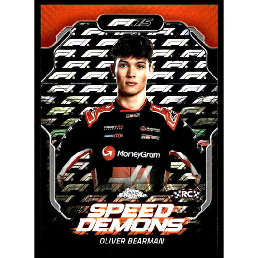 2025 Topps Chrome LogoFractor F1 #SD-8 Oliver Bearman Speed Demons Orange 4/25
