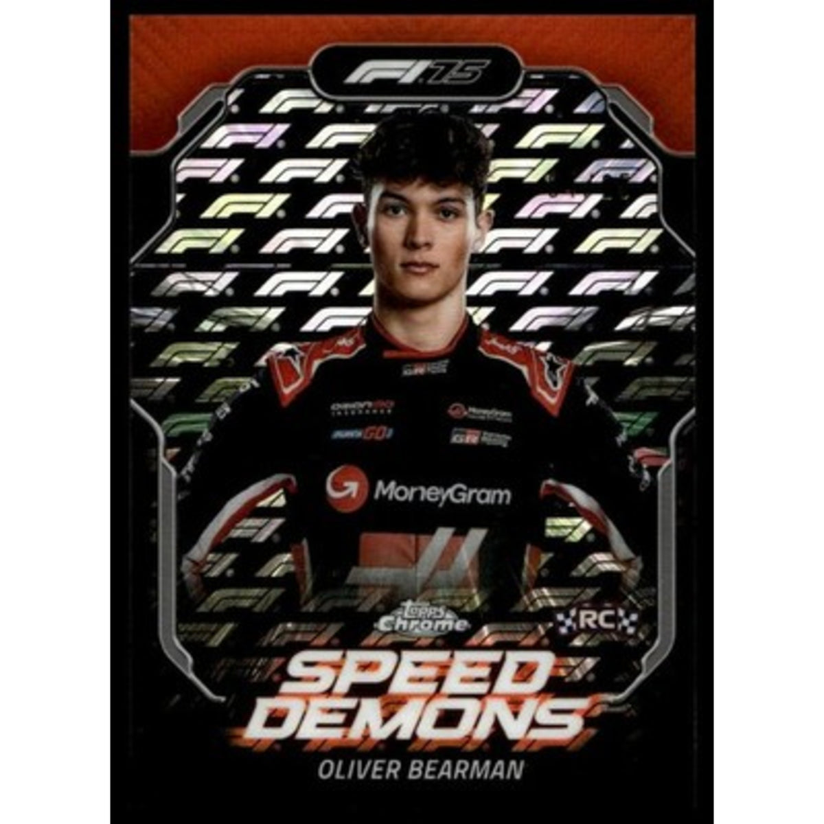 2025 Topps Chrome LogoFractor F1 #SD-8 Oliver Bearman Speed Demons Orange 4/25