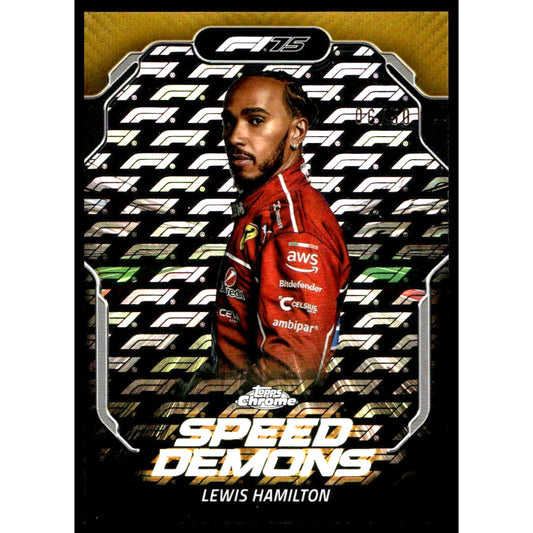 2025 Topps Chrome LogoFractor F1 #SD-2 Lewis Hamilton Speed Demons Gold 6/50