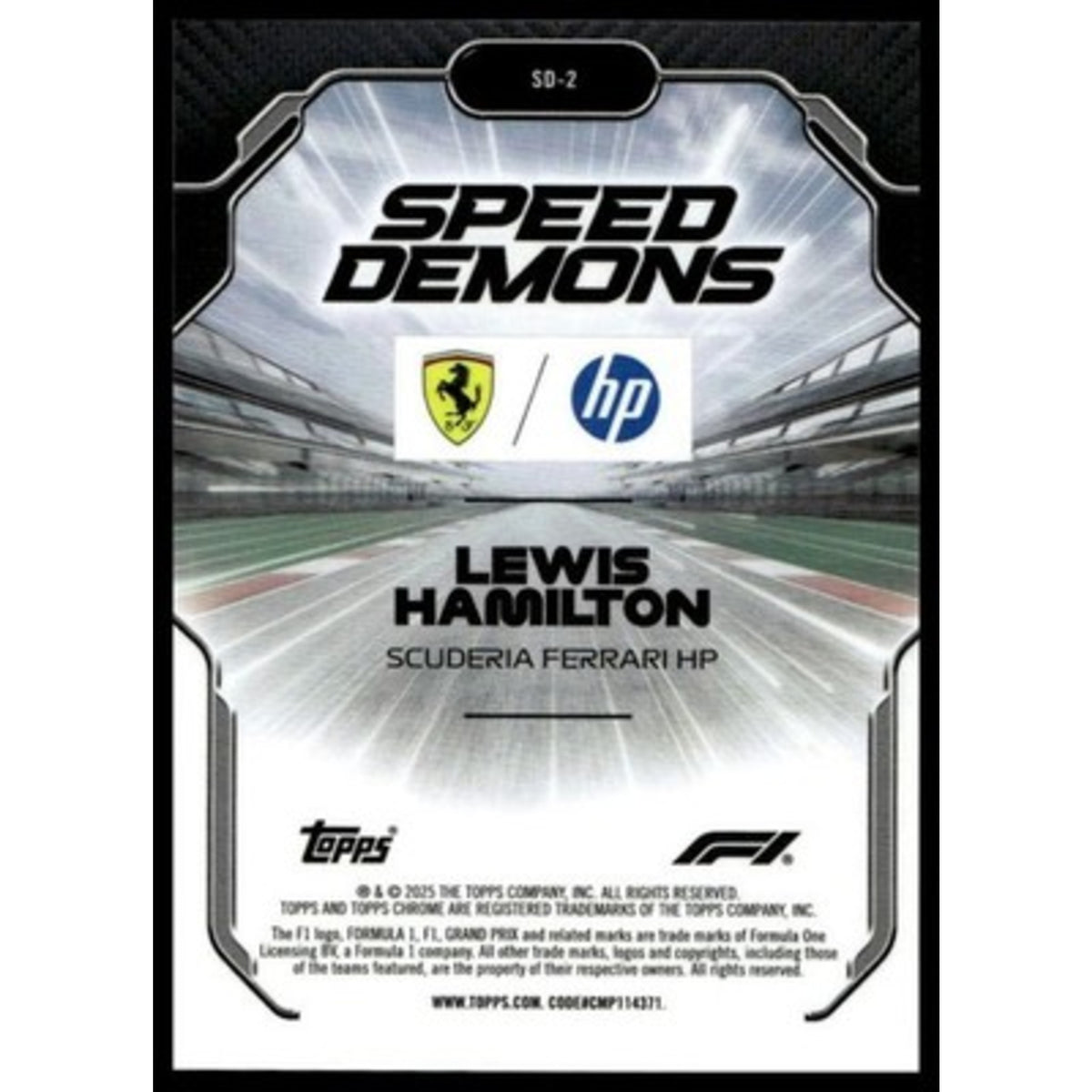 2025 Topps Chrome LogoFractor F1 #SD-2 Lewis Hamilton Speed Demons Gold 6/50