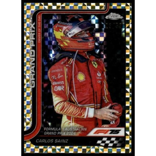 2025 Topps Chrome Formula 1 Gold Checker Flag Refractor #124 Carlos Sainz 23/50