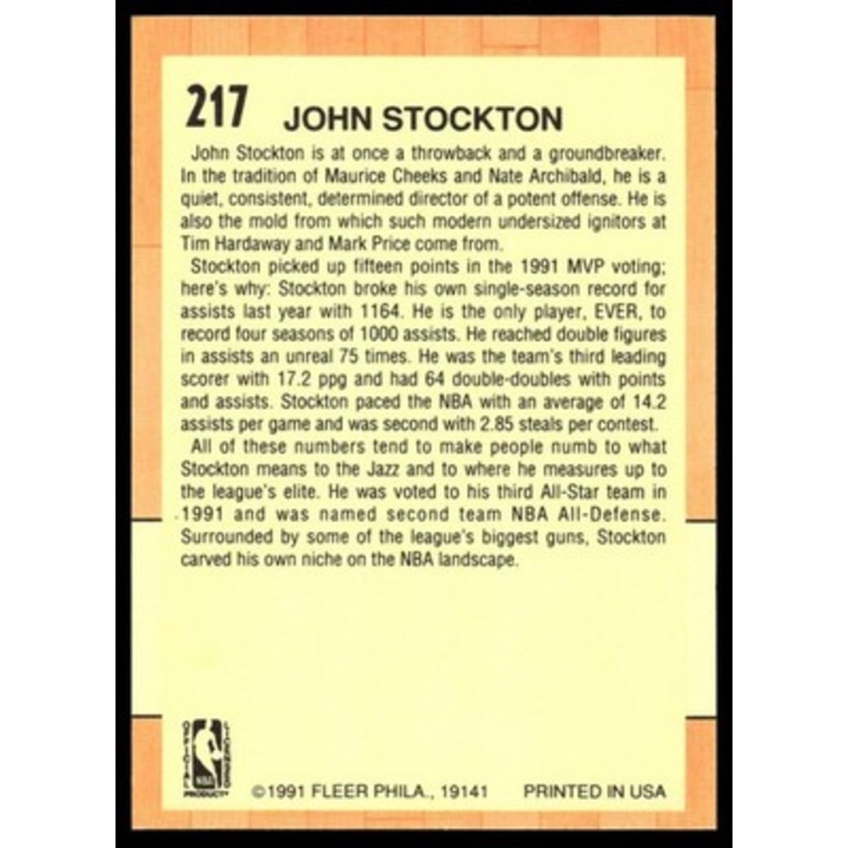 1991-92 Fleer #217 John Stockton