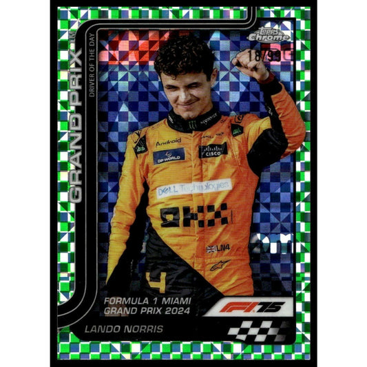 2025 TOPPS CHROME F1 75TH LANDO NORRIS #127 GREEN CHECKER FLAG REFRACTOR /99