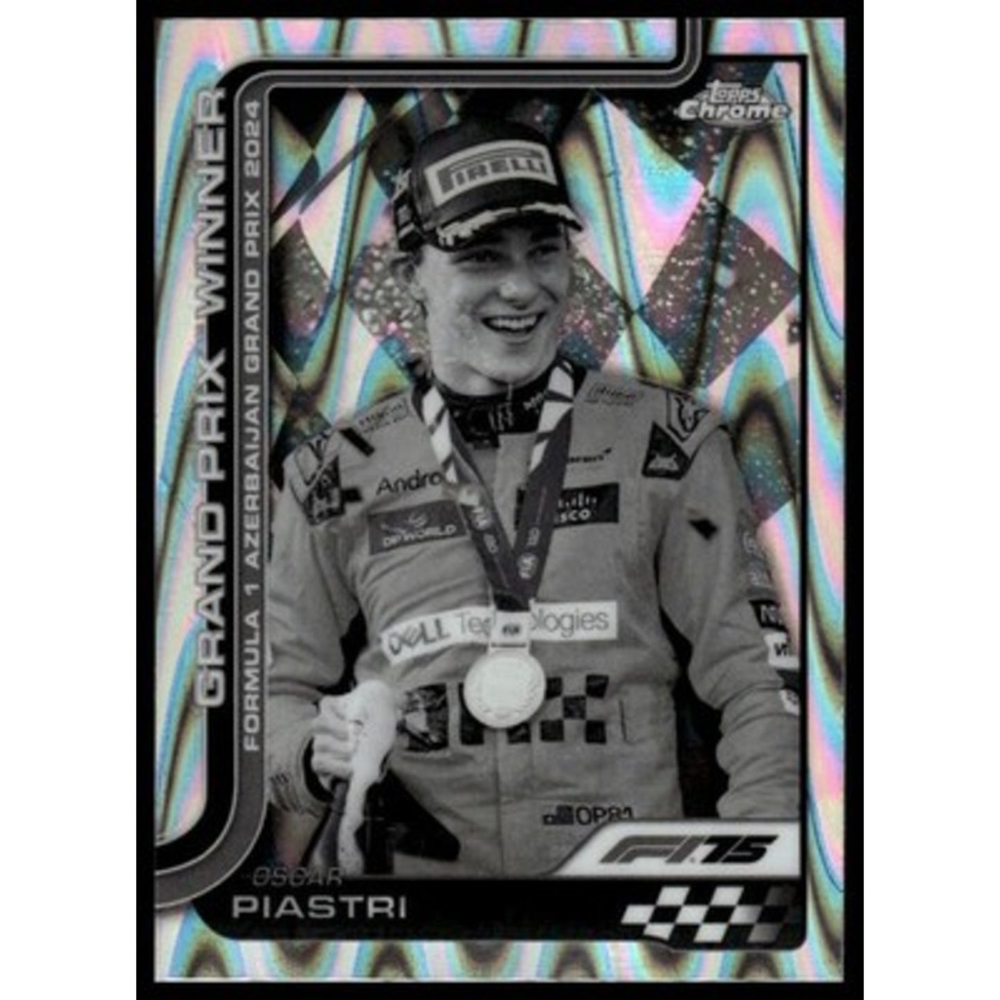 2025 Topps Chrome Formula 1 #109 Oscar Piastri Black & White RayWave Refractor