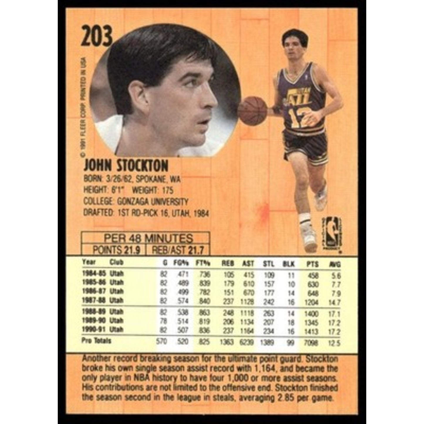 1991-92 Fleer #203 John Stockton